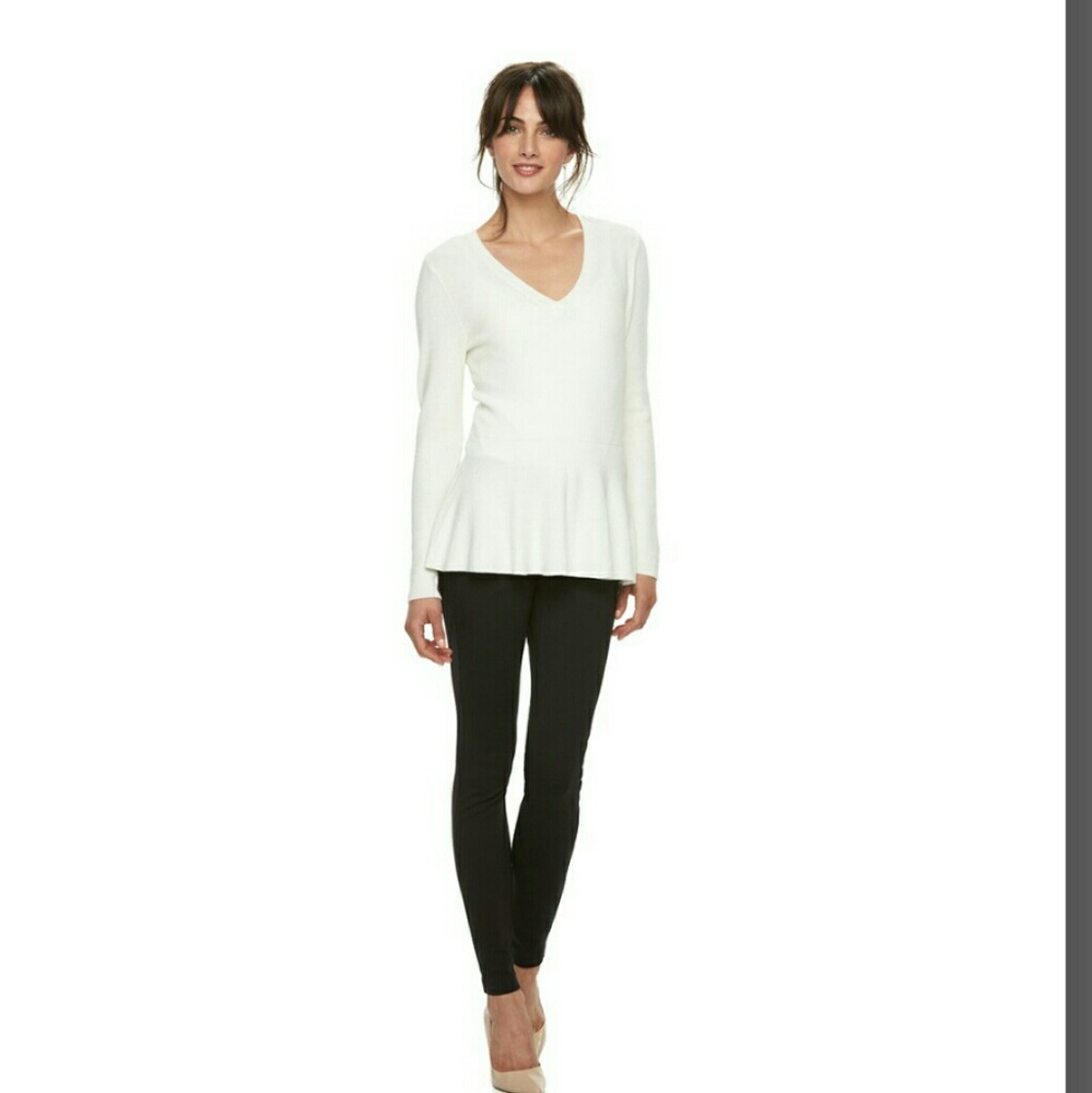 Elle Peplum White Sweater